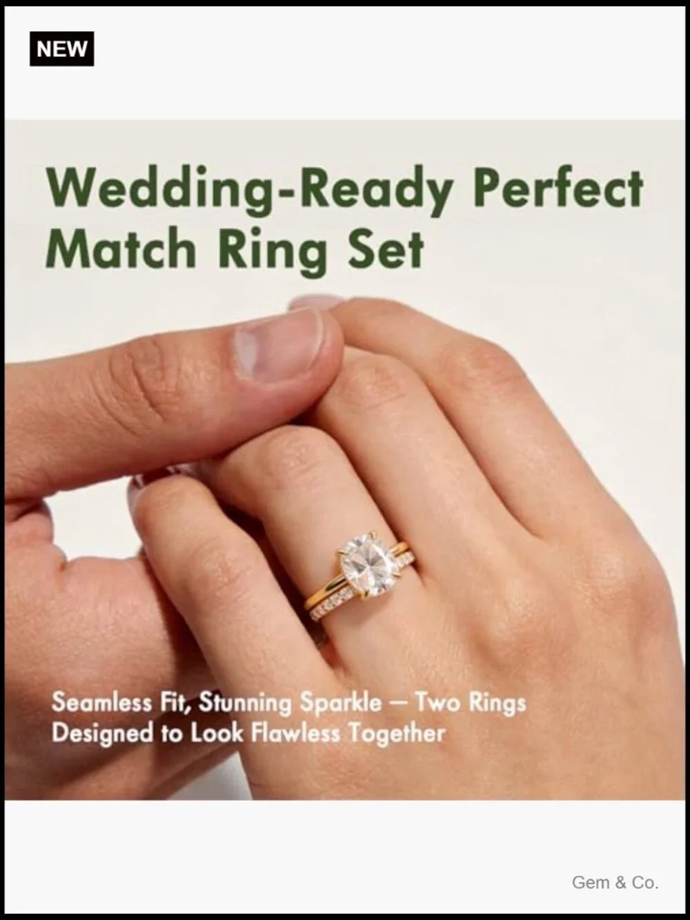 4CT Cushion Cut Moissanite Engagement Ring Set - 3EX D VVS1 Wedding Band 14K